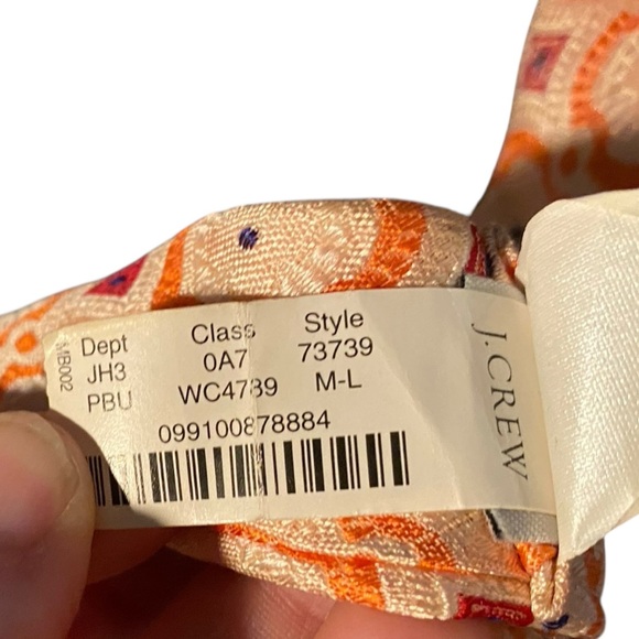 J. Crew Vibrant Orange Geometric Silk Belt - Picture 4 of 6